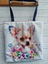 Tote Bag Chihuahua Dog Shoulder Bag With Zip Ideal Gift Shoppig Bag Handmade