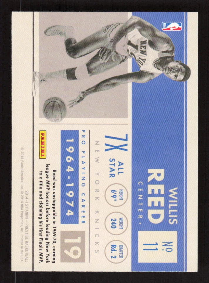 2014-15 Panini Prestige Prestigious Pioneers #11 Willis Reed New York Knicks - Image 2 of 2