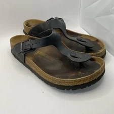 Birkenstock Mayari Birko Flor Black Leather Sandals Womens Sz EU 38 US W7 - flaw