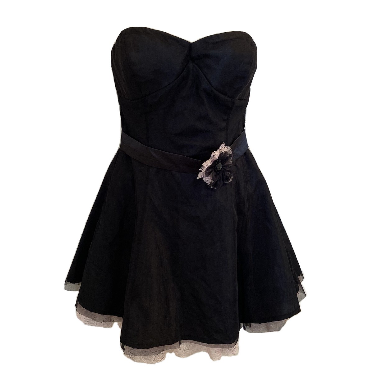 MATERIAL GIRL Juniors Size Black Pink Strapless Formal Dress