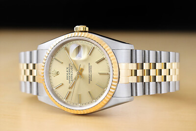 ロレックス16233Ｇ 18Ｋコマ ROLEX MENS DATEJUST 16233 CHAMPAGNE DIAL 18K YELLOW GOLD STAINLESS