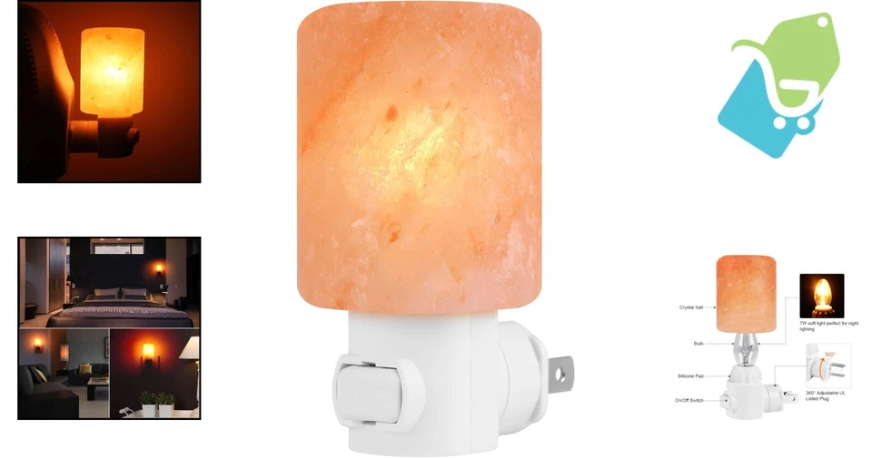 Natural Himalayan Salt Lamp - 7W Incandescent Light for Relaxing Ambiance 3.94" - Image 2 of 4