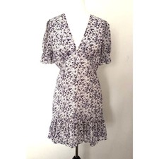 Nasty Gal Lilac Like That Floral Mini Dress Milkmaid Coquette Dreamy Fairy Sz 8