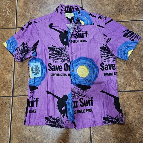 Camisa hawaiana vintage Ui Maikai abotonada Save Our Surf Deadstock algodón grande - Imagen 2 de 9