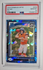 Bo Nix 5/15 - 2024 Panini Donruss Optic Cracked Ice Rated Rookie PSA 10 Broncos