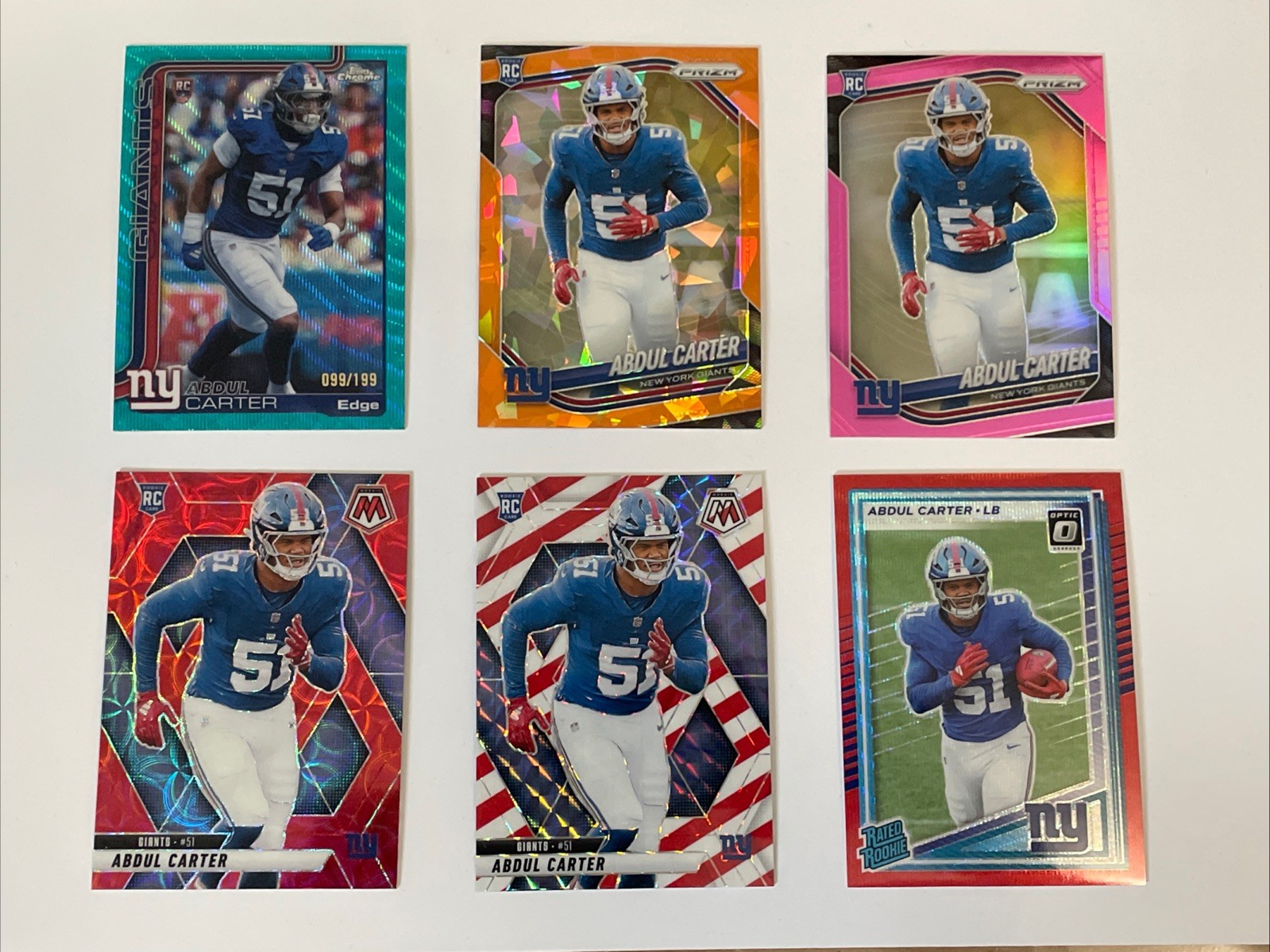 Abdul Carter 6 Card Lot - Panini & Topps Chrome