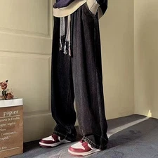 Japandi Stylish Tassel Knit Belt Straight-leg retro jeans elastic waist pants