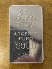 Mario Villa Milano Bar with Certificate 250 grams SILVER 999 Numismatic S 75.19 per troy oz