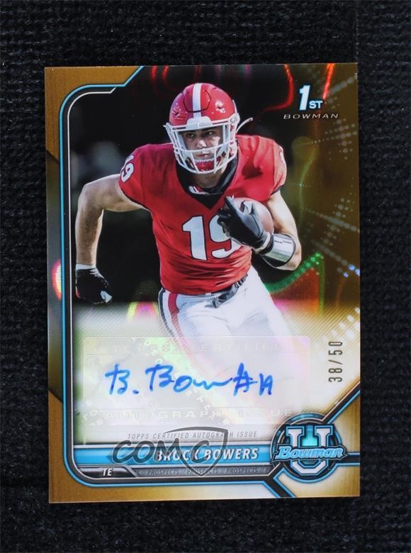 2021 Bowman U Chrome Prospect Gold Lava Refractor /50 Brock Bowers #BCPA-BB Auto