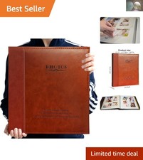 Elegant Leather Photo Album with Magnetic Self-Stick Pages, Holds 40 Photos