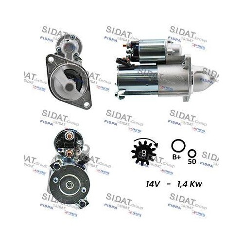 Démarreur Sidat S12DR0129 à couple renforcé 12V pour Alfa Romeo et Lancia