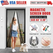 Magnetic Screen Door Mesh Curtain Durable Mosquito Net Bug Hands Free 39x83inch
