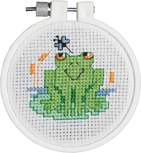Janlynn Kid Stitch Mini gezähltes Kreuzstich-Set 3" Round-Soggy Froggy (11 Stück