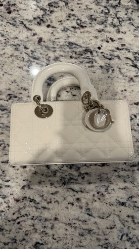 Dior small Lady D-Joy White Patent Cannage Calfskin