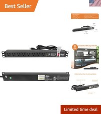 1U Rack-Mount Horizontal 8-Outlet Power Strip Listed PDU with Surge Protecti...