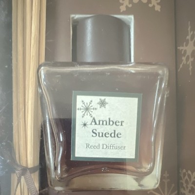 Target Brands Amber Suede Reed Diffuser 4.7 fl oz Glass Bottle with Rattan Reeds