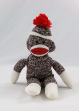 Plushland Sock Monkey Plush 2011 11  Brownish Gray Knit Stuffed Animal READ 