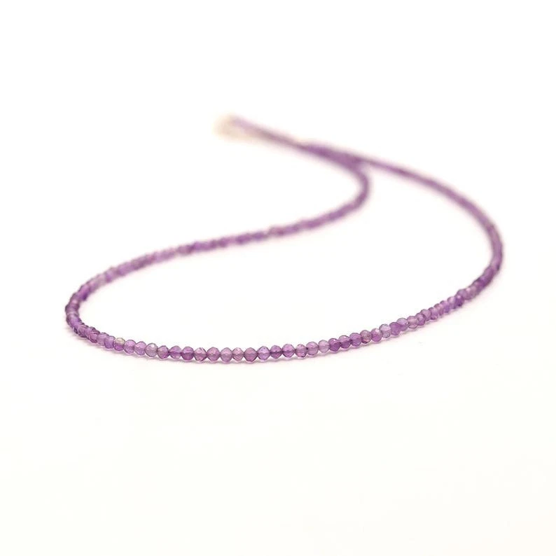 Hermosos collares de amatista azul 2-3 mm facetados redondos con cuentas de piedras preciosas para mujer 18" Foto 4 de 4