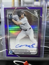 2024 1st Bowman Chrome Casey Saucke /250 Purple Refractor Autograph Auto Sox