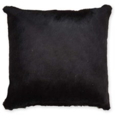 15in Hair-On Cowhide Throw Pillow - Solid Black on Both Sides - 322149