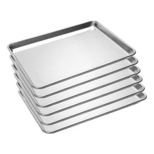 6 Pack Half Size Baking Pans, Aluminum Commercial Cookie Sheets Non-Stick, 18...