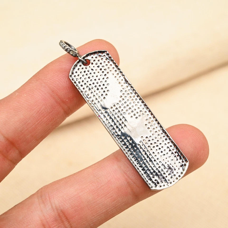 Colgante Pavé Diamante Plata de Ley 925 Forma Luna y Estrella Colgante Joyería Regalo Foto 4 de 4