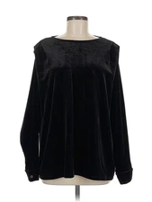 H By Halston Women Black Long Sleeve Blouse M