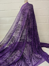 Purple Sequin 4 Way Stretch Mesh Lace / Sequin lace Fabric- Sold by the Yard