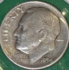 #1954 S Roosevelt Dime 90% Silver **Free Shipping**
