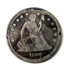 1860 Liberty Seated Silver Quarter 25C Very Good VG Condition