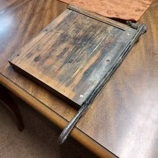 Antique Paper Cutter Wooden Base Cast Iron Guillotine