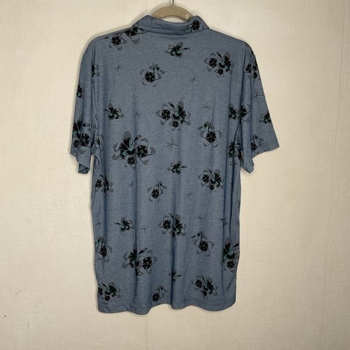 Neu ohne Etikett Travis Mathew blau Blumenmuster kurzärmliges Golf Polo-Shirt Herren Größe Large - Bild 9 von 10