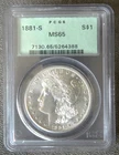 1881 S MORGAN SILVER DOLLAR ~PCGS MS65 ~OLD GREEN LABEL ~ A REAL BEAUTY.