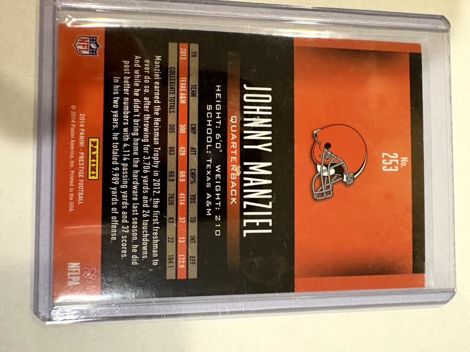 2014 Panini Prestige - Rookie Johnny Manziel #253 (RC) - Image 2 of 2