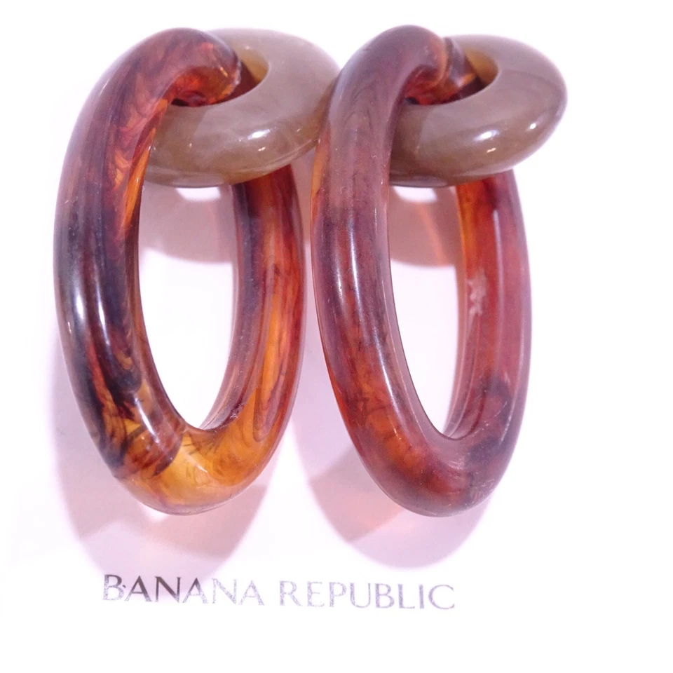 Pendientes de aro para mujer Banana Republic gruesos de resina entrelazados nuevos con etiquetas 45 tortugas Foto 4 de 4