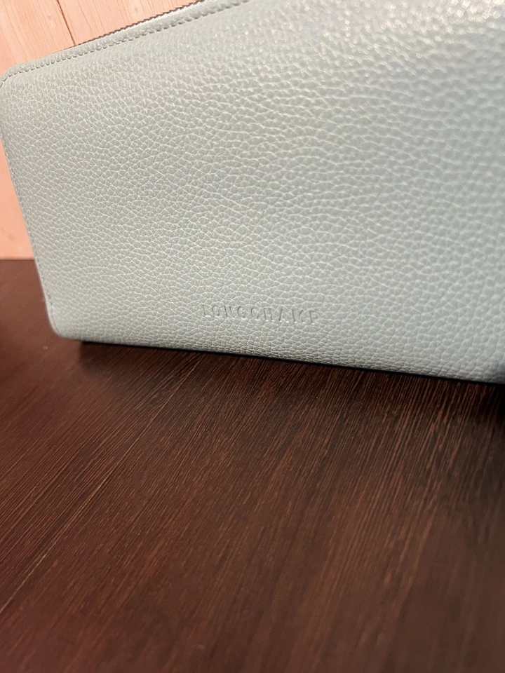 Cartera de cuero azul claro Longchamp con caballo Foto 4 de 4