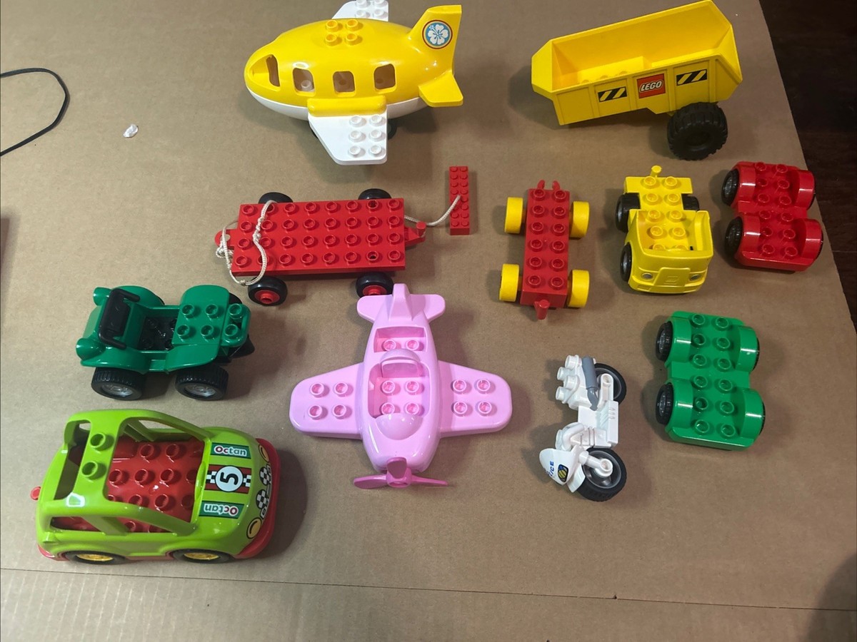 Vintage Large LEGO Duplo Lot Airplane Car Motorcycle Wagon