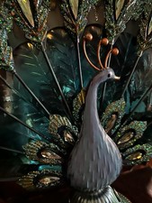 Candle holderCandelabra  Jeweled Metal Peacock Tea Light Candle  Holder 3 C