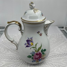 Bavaria Porzellan Kanne Teekanne Kaffeekanne Deckel Blumen & perfektes Goldrand