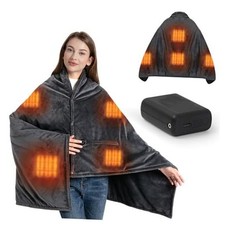 Cordless Heated Blanket with 20000mAh Power Bank, 58"X35" Dual-Sided Crystal