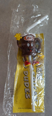 A&W Root Beer Restaurant 1999 Root-Beer Mug Straw Holder Food Dudes Figure Toy