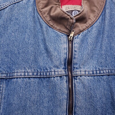 Vintage Levi's Silver Tab Blue Denim Jacket Large Nylon Lined Rare