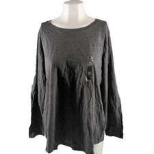 NWT Style&Co Long Sleeve Top XXL(20-22) Gray Cotton Blend Knit Pullover