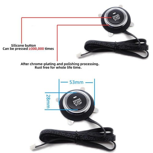 Auto Engine Start Keyless Entry Alarm System Push Button Remote Starter Stop Kit - Picture 9 of 9