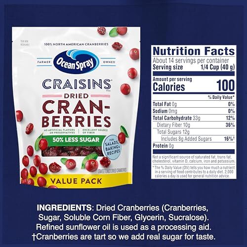 Ocean Spray Craisins getrocknete Preiselbeeren, reduzierter Zucker, 20 Unzen 20 - Bild 3 von 12