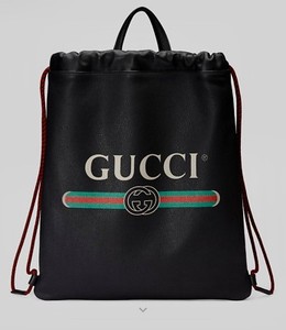 gucci print leather drawstring backpack