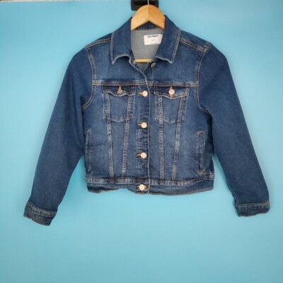 Old Navy Girl's Size Large Classic Dark Wash Stretch Button Up