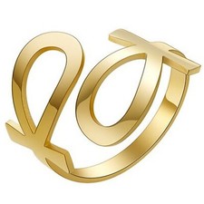 Egyptian Double Ankh Ring Gold PVD Plated Stainless Steel Spiritual Wrap Band