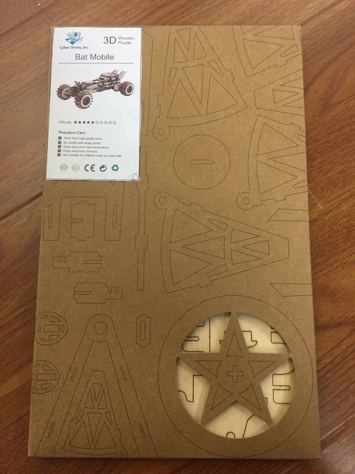 Hágalo usted mismo-bat-móvil- Rompecabezas de madera 3D, Batman, Coche, Juguete mecánico STEM, Rompecabezas Foto 4 de 4