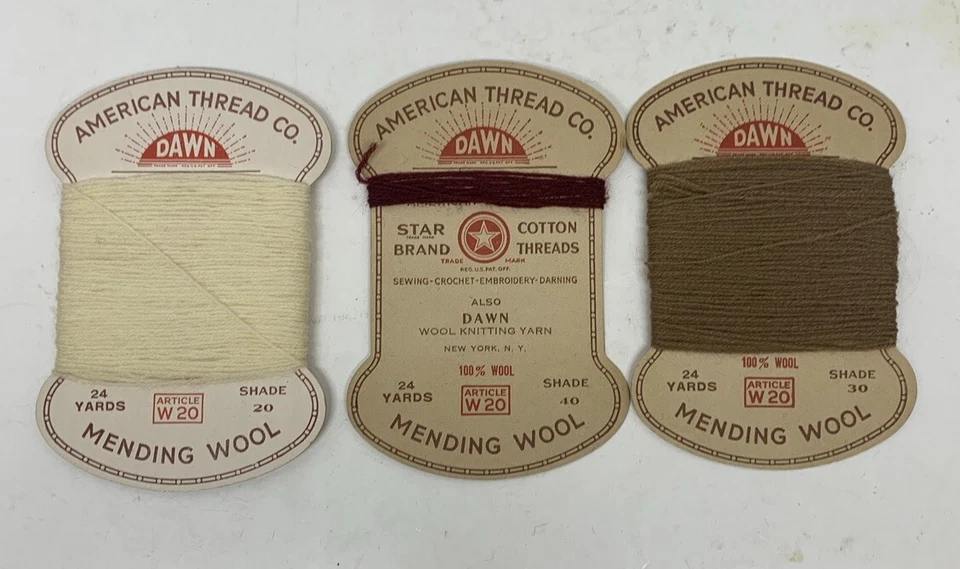 Antique American Thread Co.  Mending Wool Darning Yarn Lot Of 3 - Image 2 of 3